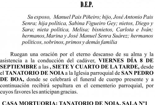 08 23 Esquela,María  Delnira Senra Suárez