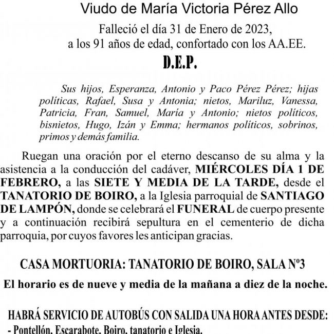 23 01 ESQUELA   Francisco Pérez Romero