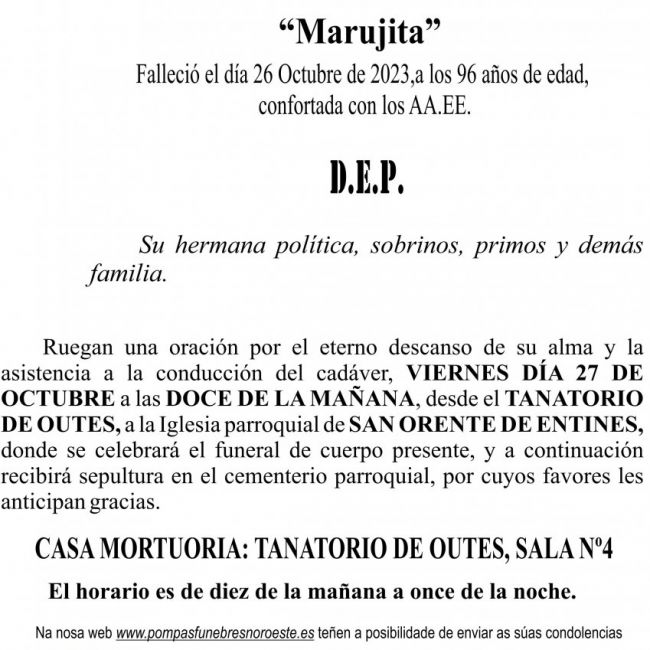 10 23 Esquela María Josefa Tuñas Blanco