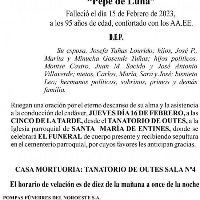 Esquela 2023 José Gosende Lourido