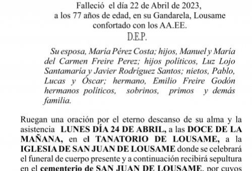 ESQUELA 23, Ramón Amable Freire Godón