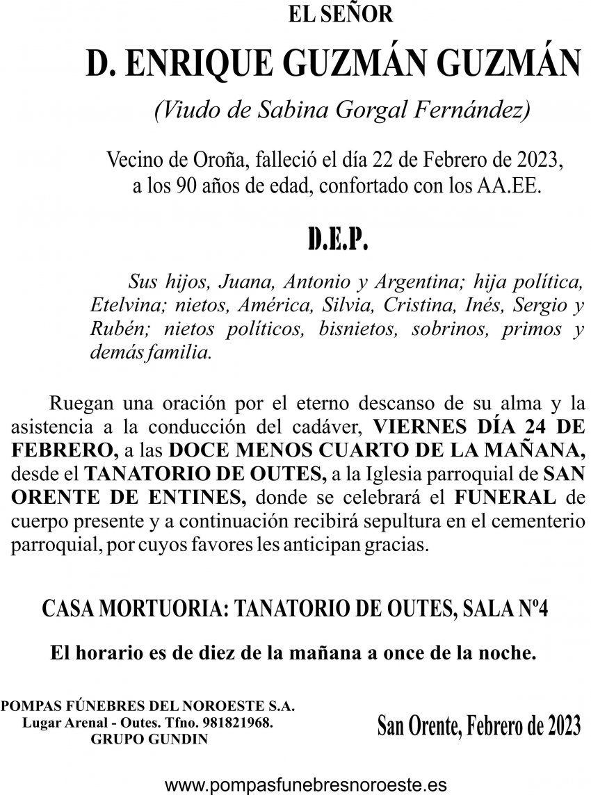 23 01 ESQUELA   Enrique Guzmán Guzmán