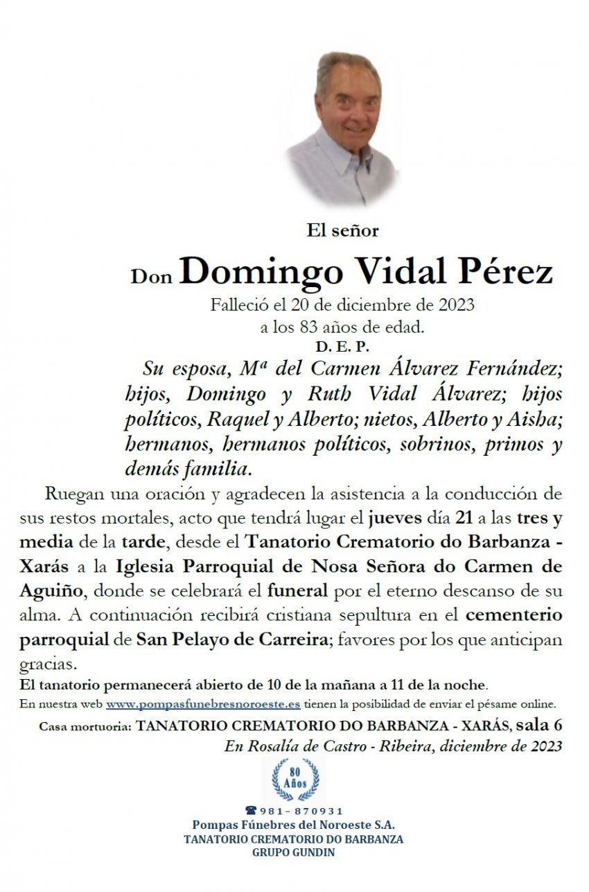 Vidal Perez, Domingo