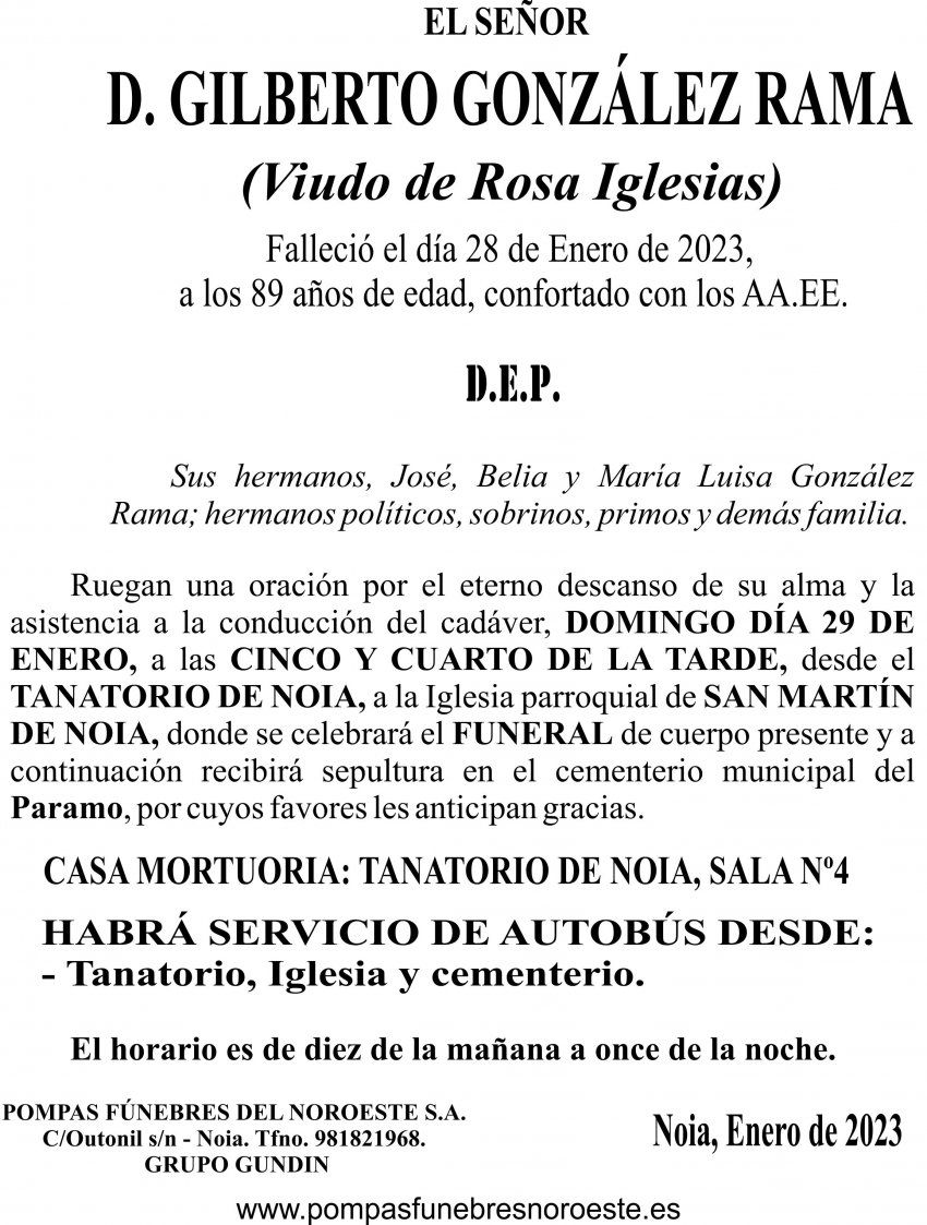23 01 ESQUELA   Gilberto Gonmzález Rama