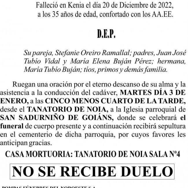 23 01 Esquela de Brais Tubío Buján