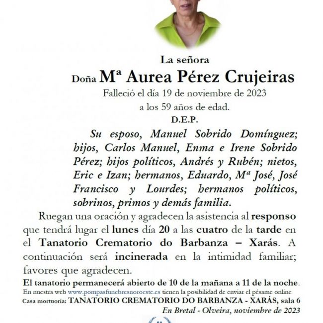 Pérez Crujeiras, Mª Aurea