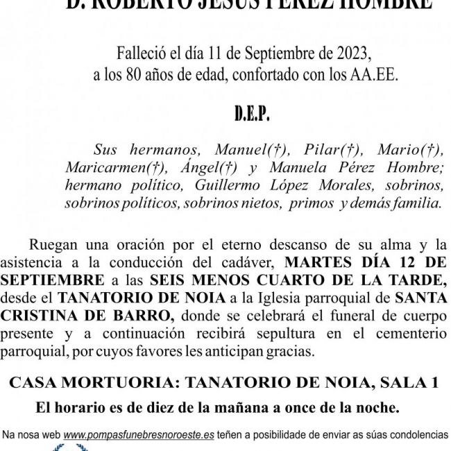 07 23 Esquela Roberto Jesús Pérez Hombre
