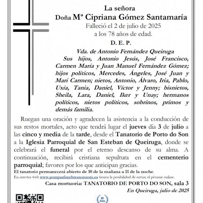 Mª CIPRIANA GÓMEZ SANTAMARÍA