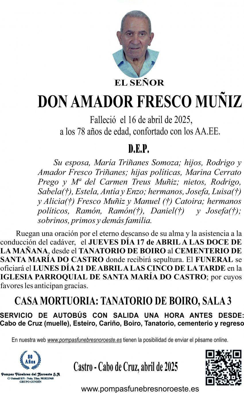 esquela semana santa 2025 amador fresco muñiz