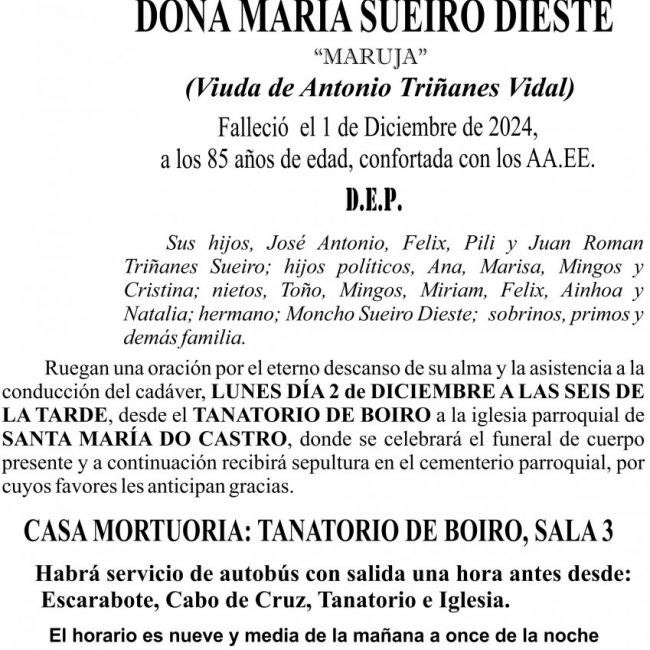 11 24 ESQUELA    María Sueiro Dieste