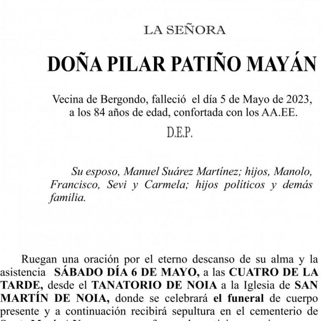 ESQUELA 23, Pilar Patiño Mayán