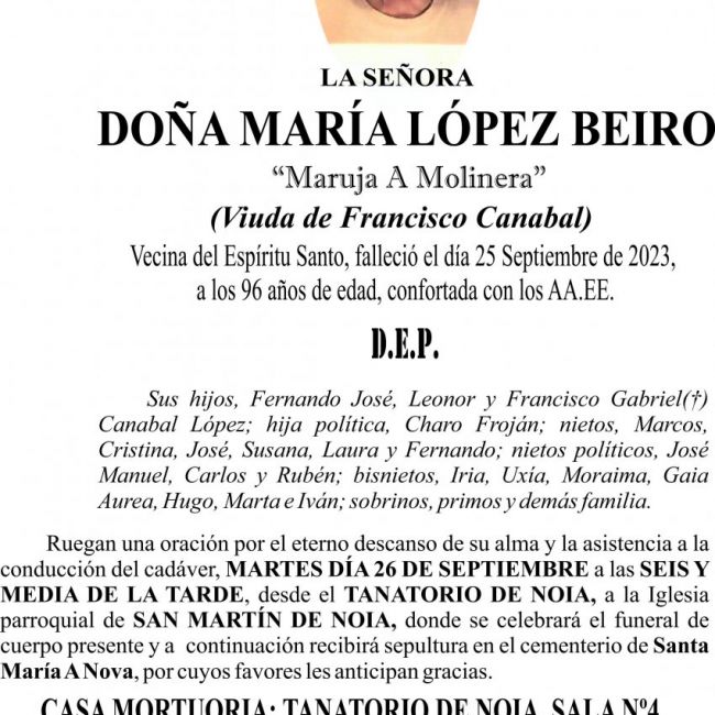 09 23 Esquela María López Beiro