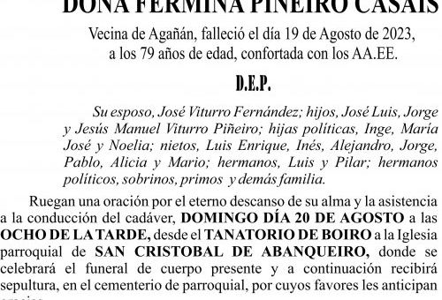 08 23 Esquela, Fermina Piñeiro Casais