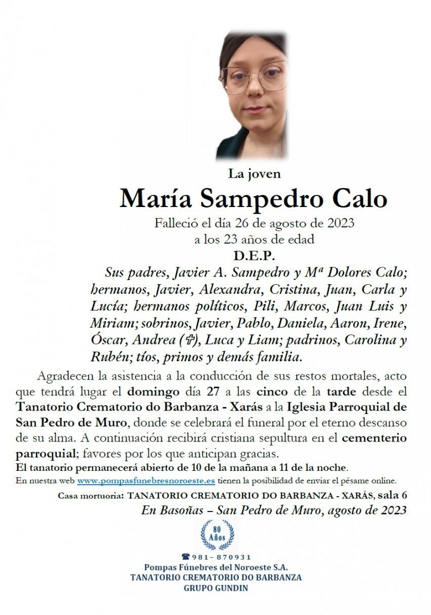 Sampedro Calo, María