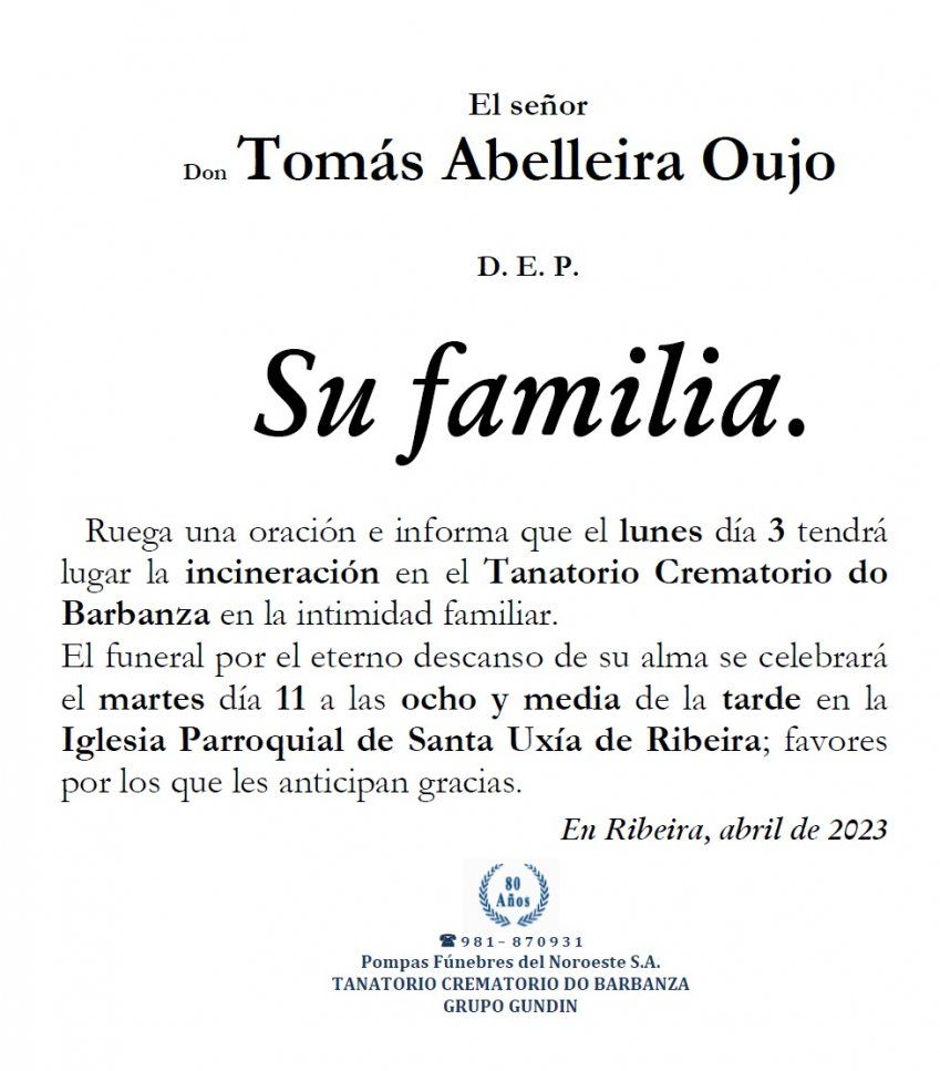 Abelleira Oujo, Tomás