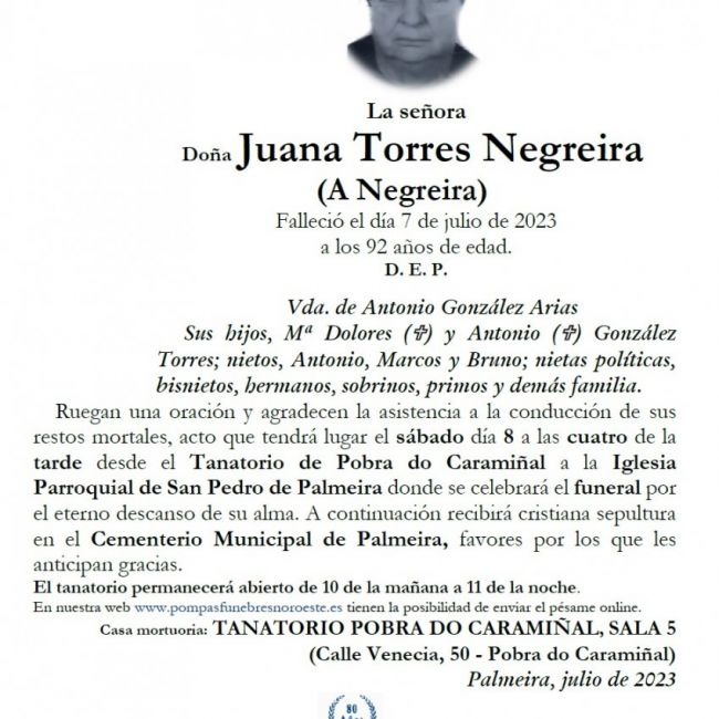 Torres Negreira, Juana