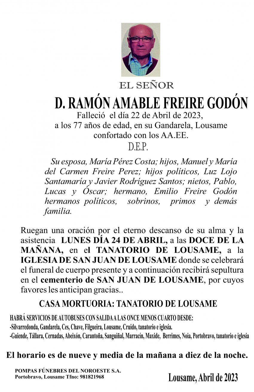 ESQUELA 23, Ramón Amable Freire Godón