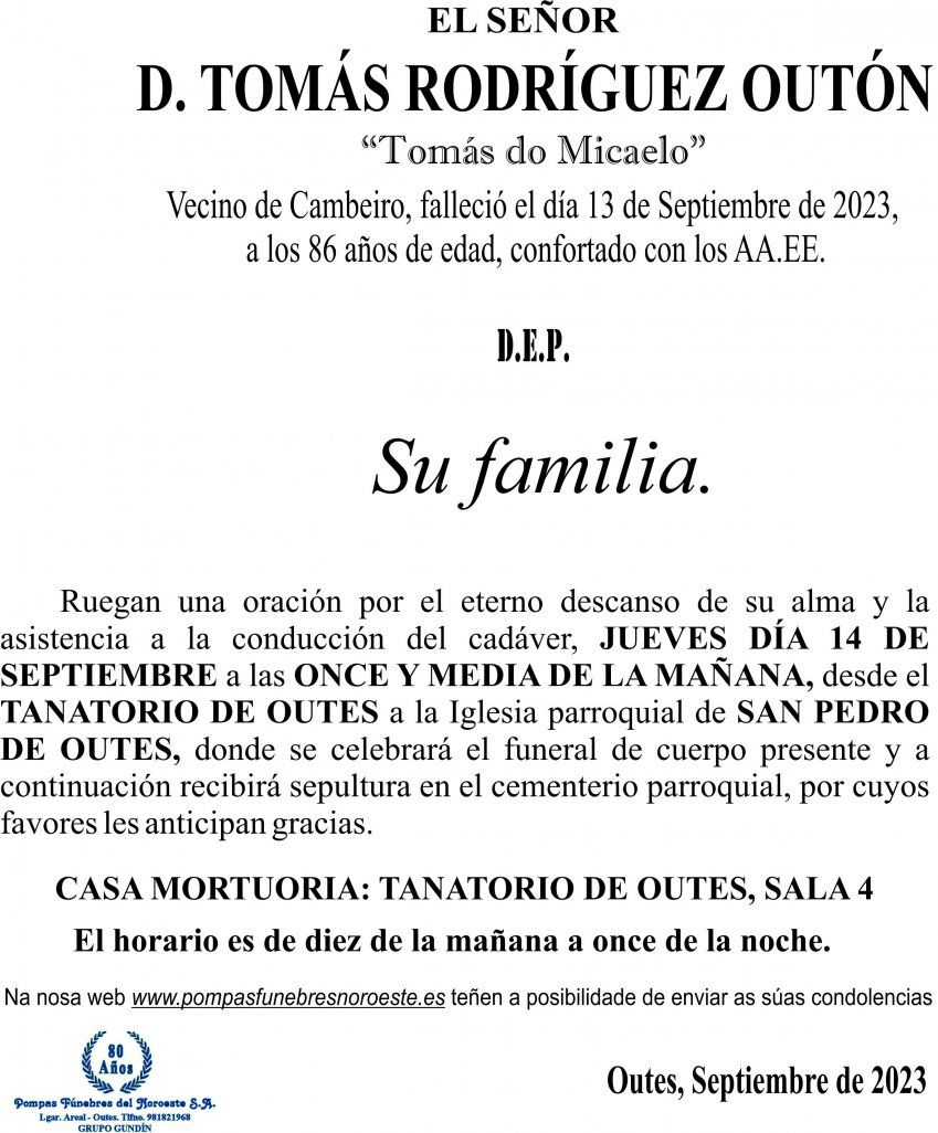 09 23 Esquela Tomás Rodríguez Outón