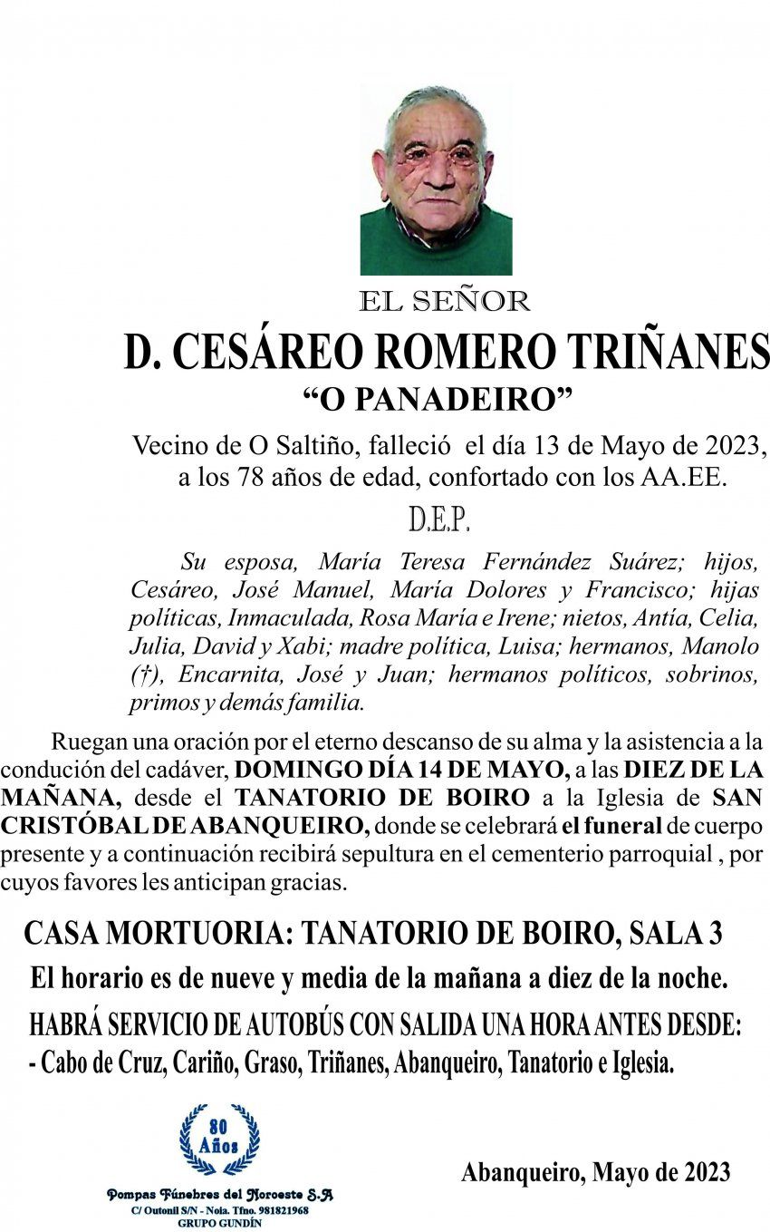ESQUELA 23, Cesáreo Romero Triñanes