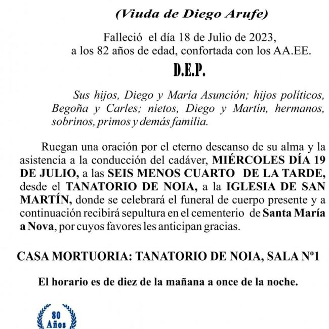 23 06 ESQUELA    María del Carmen Carredano Cobas