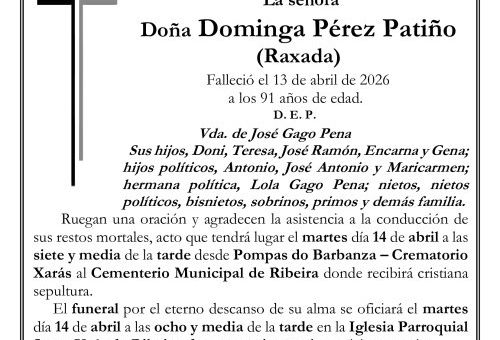 ESQUELA XARas castiñeiras ribeira Dominga Perez patiño