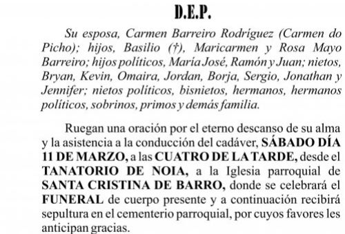 23 03 ESQUELA   Inocente Mayo Senra