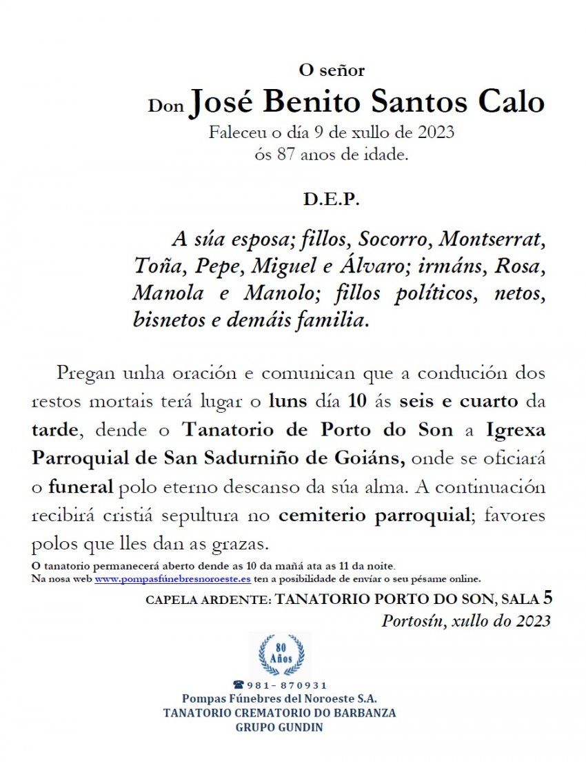 Santos Calo, José Benito