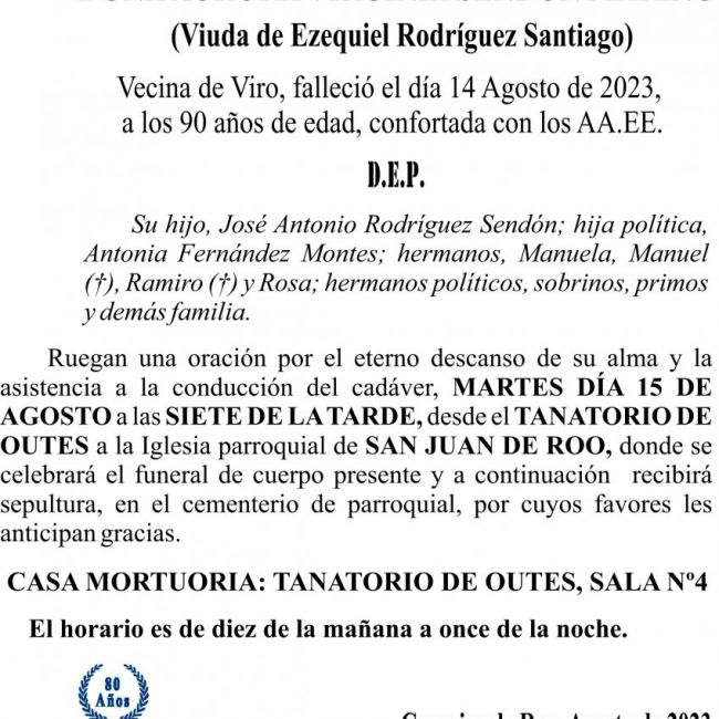 07 23 Esquela, Aurora Virginia Sendón Mariño