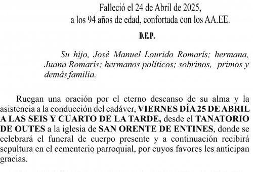 ESQUELA 2025 CARMEN ROMARIS VILARIÑO