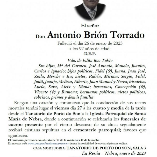 Brion Torrado, Antonio
