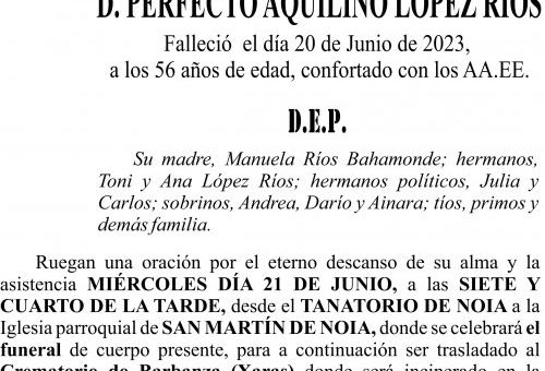 23 06 ESQUELA  Perfecto Aquilino López Ríos