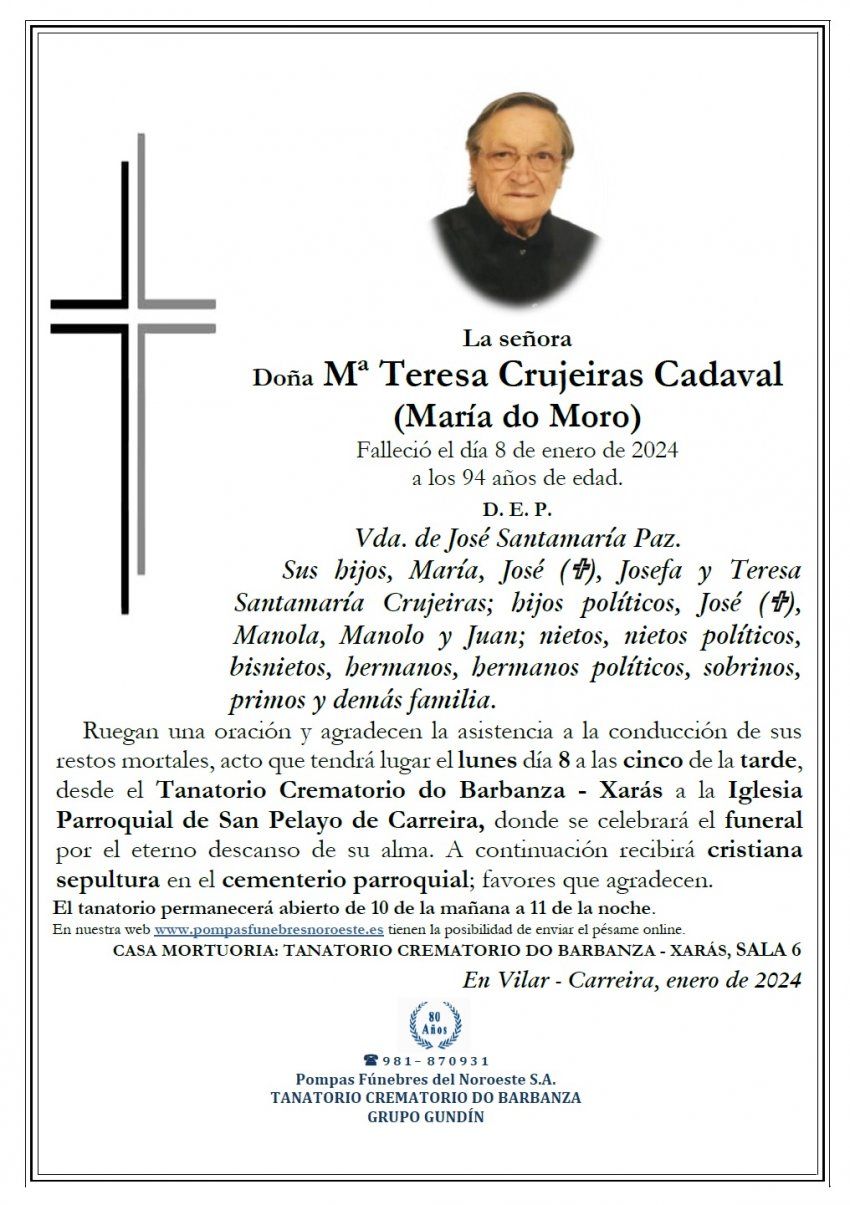 Crujeiras Cadaval, Mª Teresa
