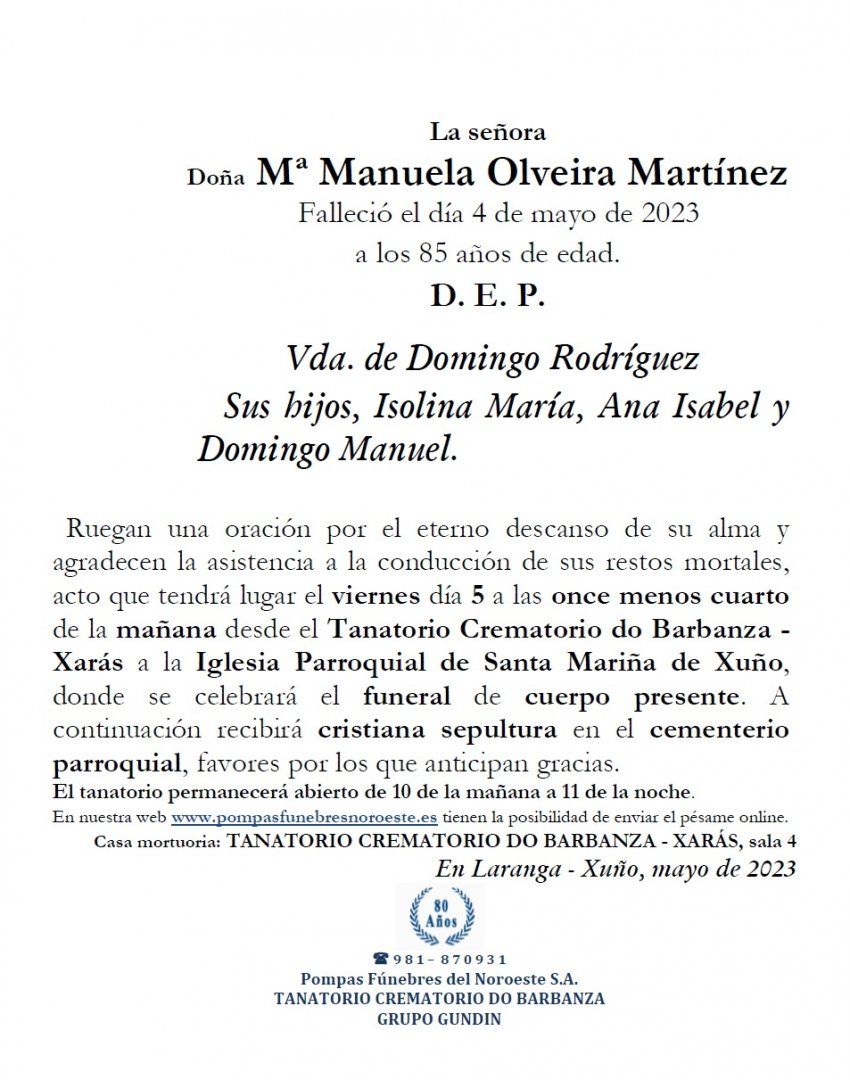 Olveira Martinez, Maria Manuela