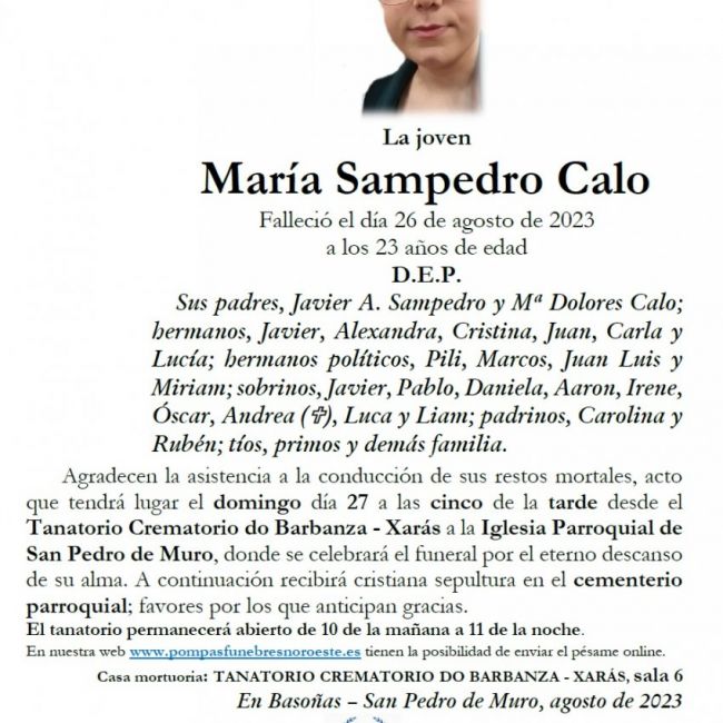 Sampedro Calo, María