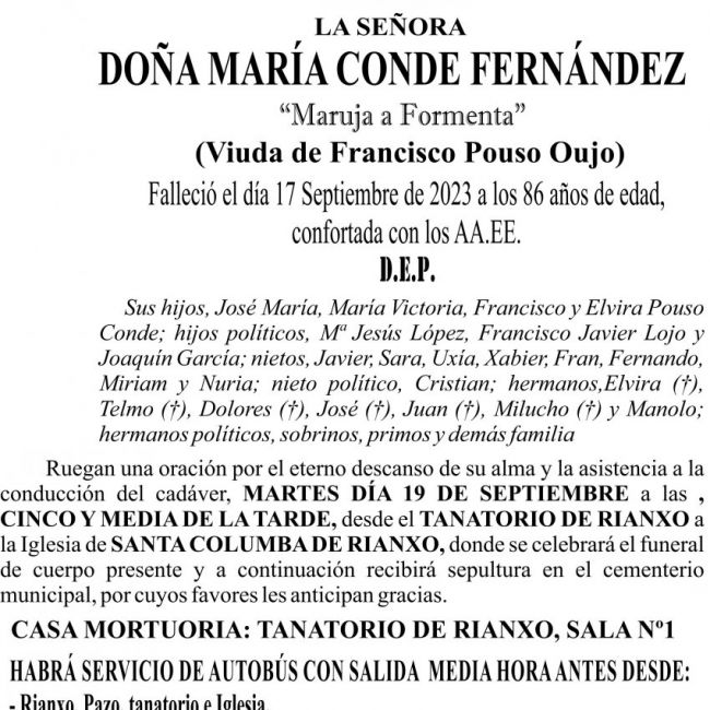 08 23 Esquela, María Conde Fernández