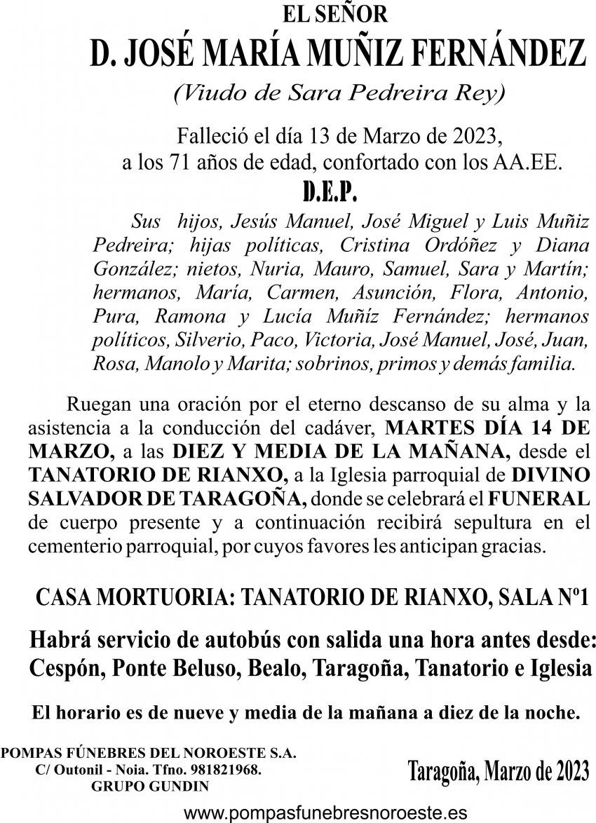 23 03 ESQUELA   José María Muñiz Fernández