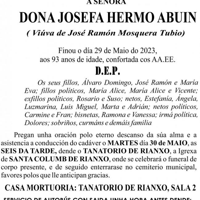 23 05 ESQUELA GALEGO  josefa hermo abuin