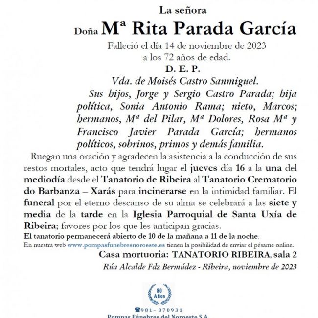 Parada Garcia, Mª Rita