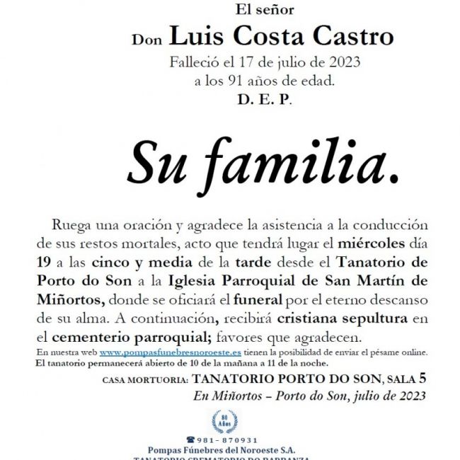 Costa Castro, Luis