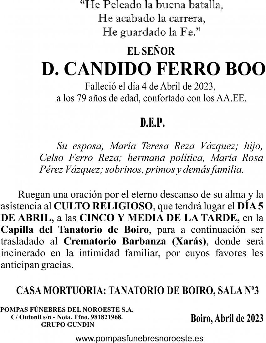 23 03 ESQUELA   Candido Ferro Boo