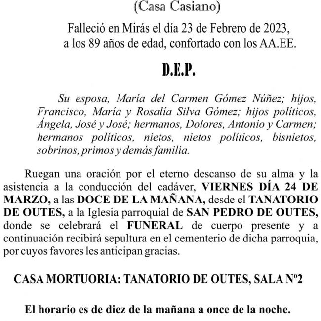23 01 ESQUELA   Manuel Silva Pais