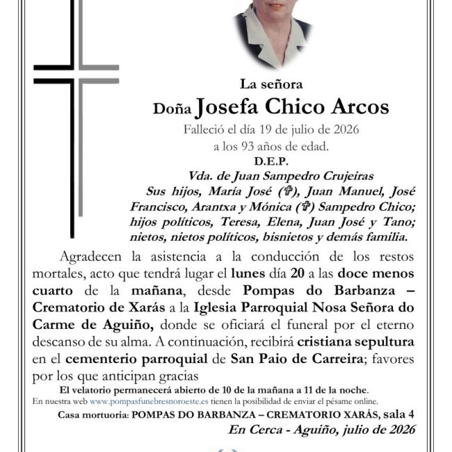 Tana Xaras Aguiño Carreira Josefa Chico Arcos con foto