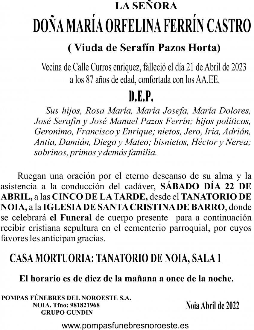 22 ESQUELA Maria Orfelina