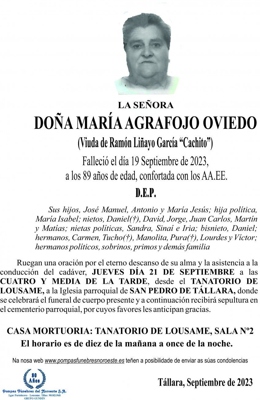 09 23 Esquela María Agrafojo Oviedo