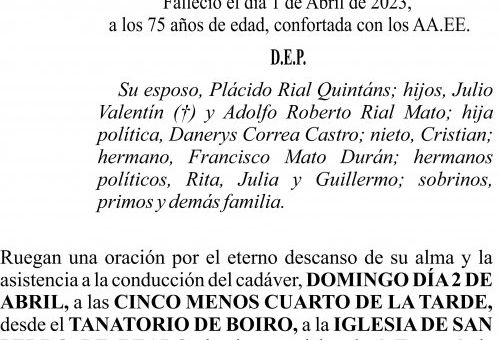 ESQUELA   María Celia Mato Durán
