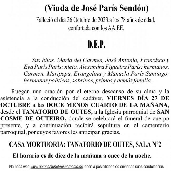 10 23 Esquela Aurora París Santiago