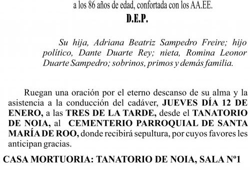 Esquela carmen freire lerston