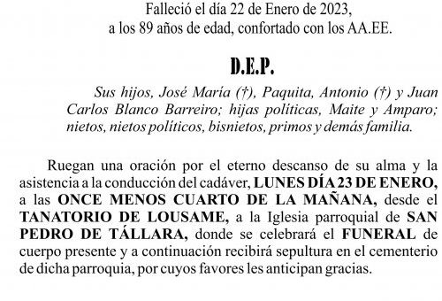 23 01 ESQUELA   Manuel Blanco Domínguez (F