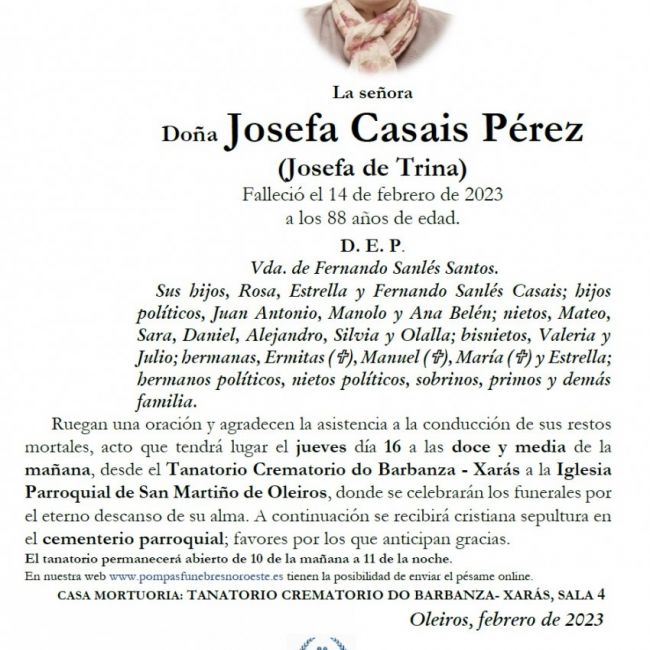 Casais Pérez, Josefa