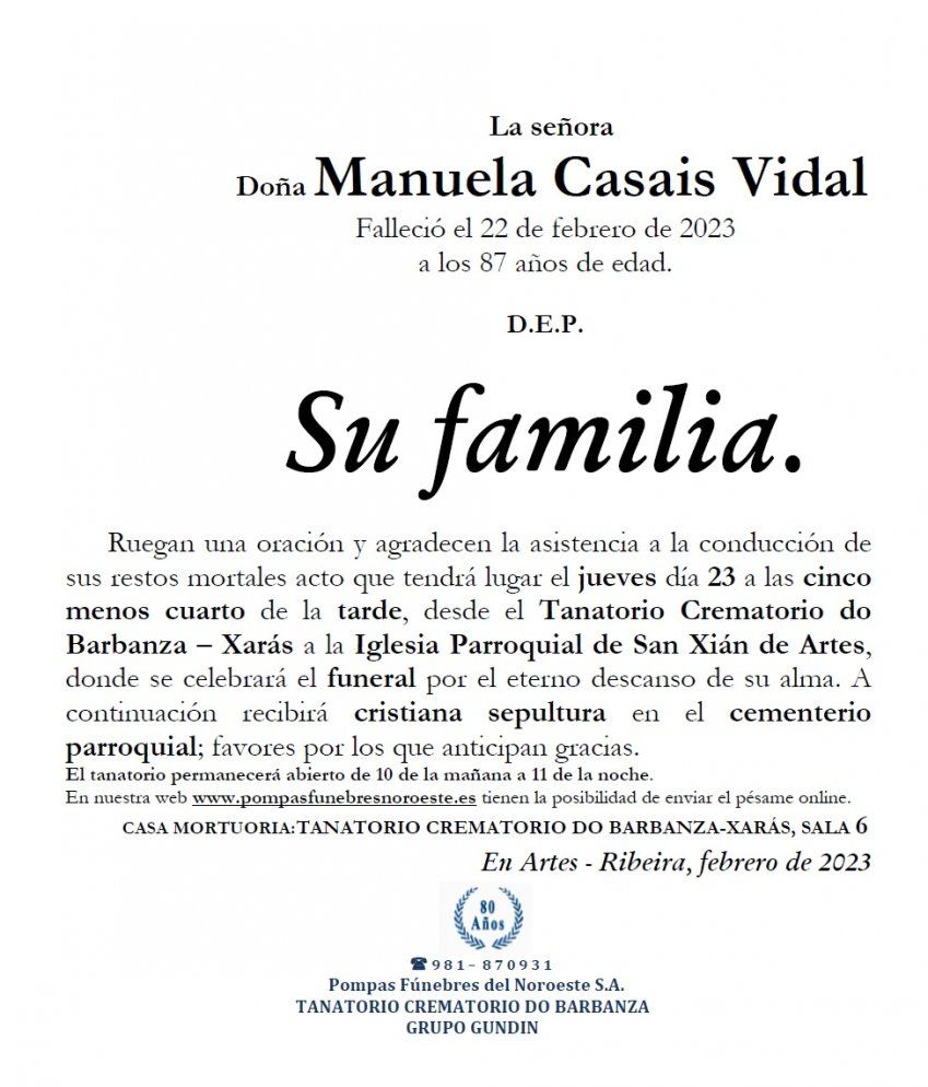 Casais Vidal, Manuela